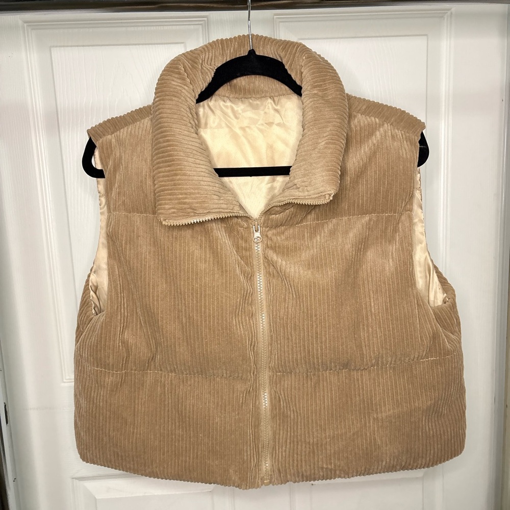 Tan Puffer vest jacket